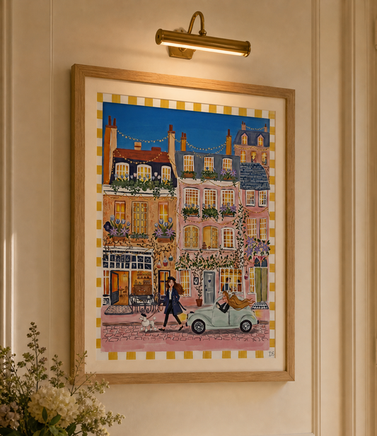 Parisian Rendezvous Print | Whimsical Paris Wall Art | French Café Art | Paris Watercolor Illustration | Parisian Home Decor | French Art Print