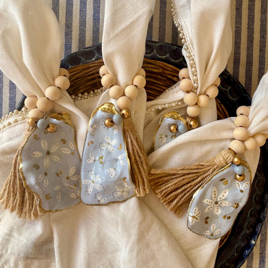 Shell Napkin Ring Set Coastal Table Decor