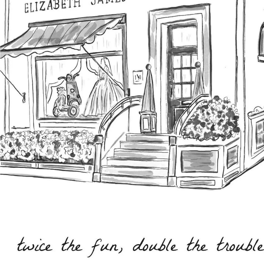 The Parent Trap Movie Art Illustration Print London Shop, Elizabeth James Bridal Store, Striped Artwork