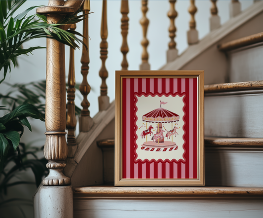 Le Cirque I Circus Artwork I Kids Room Illustration I Funfair Wall Art I Carousel Print