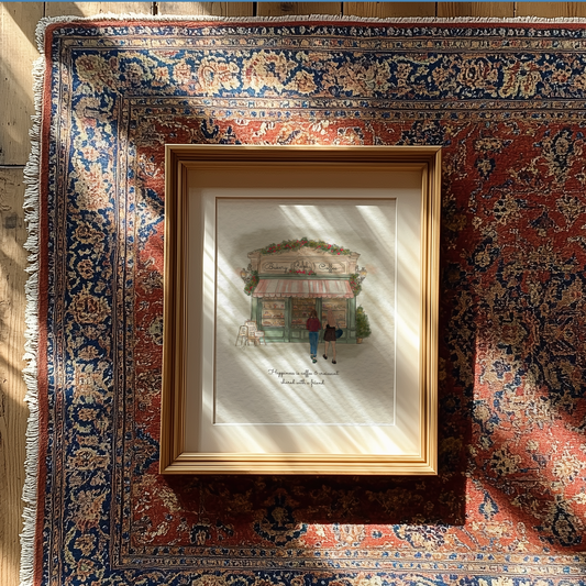 Paris Coffee Shop Illustration, Bakery Wall Art for French Lovers