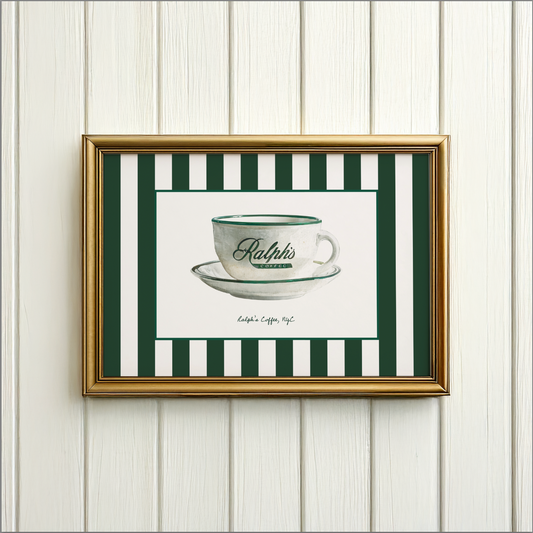 Ralph's Coffee Illustration Striped Wall Art - LIMITED EDITION