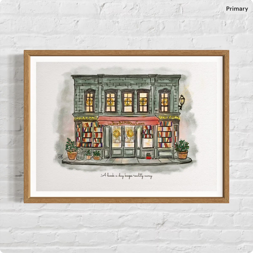 The Shop Around The Corner "You've Got Mail" Movie Illustration in Watercolor