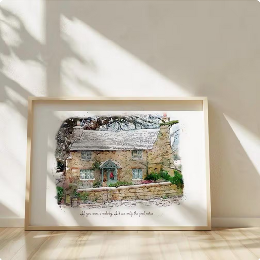 Rosehill Cottage " The Holiday " Movie Illustration Watercolor