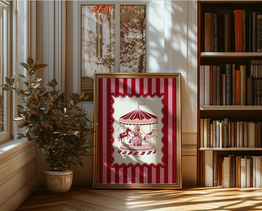 Le Cirque I Circus Artwork I Kids Room Illustration I Funfair Wall Art I Carousel Print
