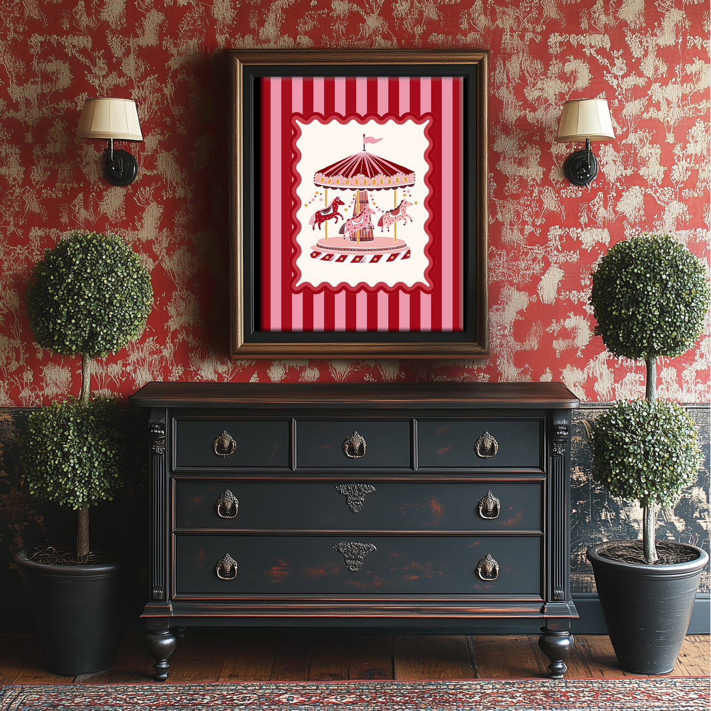 Le Cirque I Circus Artwork I Kids Room Illustration I Funfair Wall Art I Carousel Print