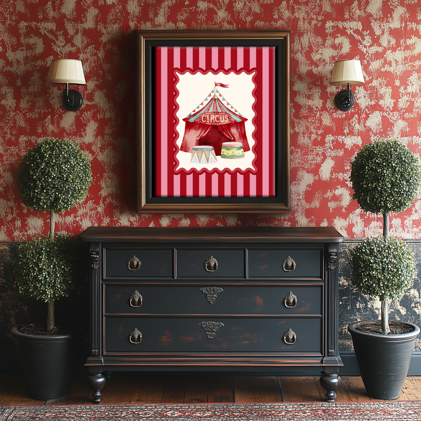 Set of 3 Kids Room Illustrations, Le Cirque Circus Artwork