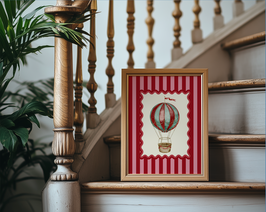 The Sky is The Limit, Hot Air Balloon Artwork, Kids Room Wall Art, Circus Art