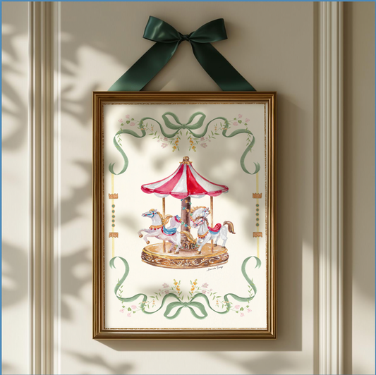 Pastel Carousel Illustration Merry-go-round Artwork