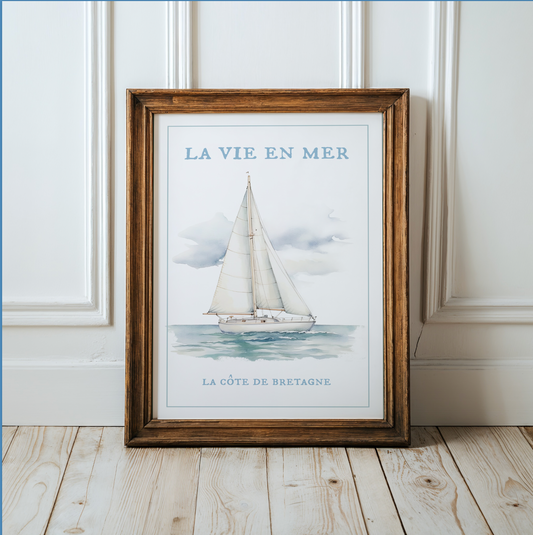 Sailboat Print Nautical Kitchen Wall Art Nancy Meyers Style Decor