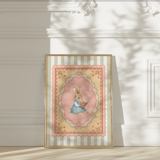 Bunny Illustration Watercolor Print Whimsical Kids Room Artwork Cute Kids Room Decor Nursery Bunny Print Girls Bedroom Wall Art Nursery