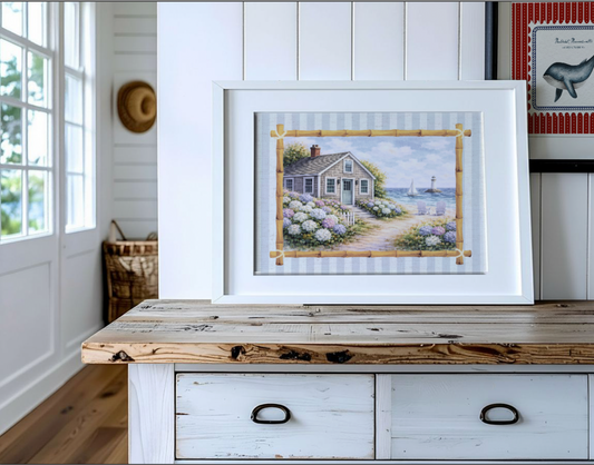 Nantucket Cottage Sailboat Art White Hydrangea Coastal Wall Art Nantucket Harbor Artwork