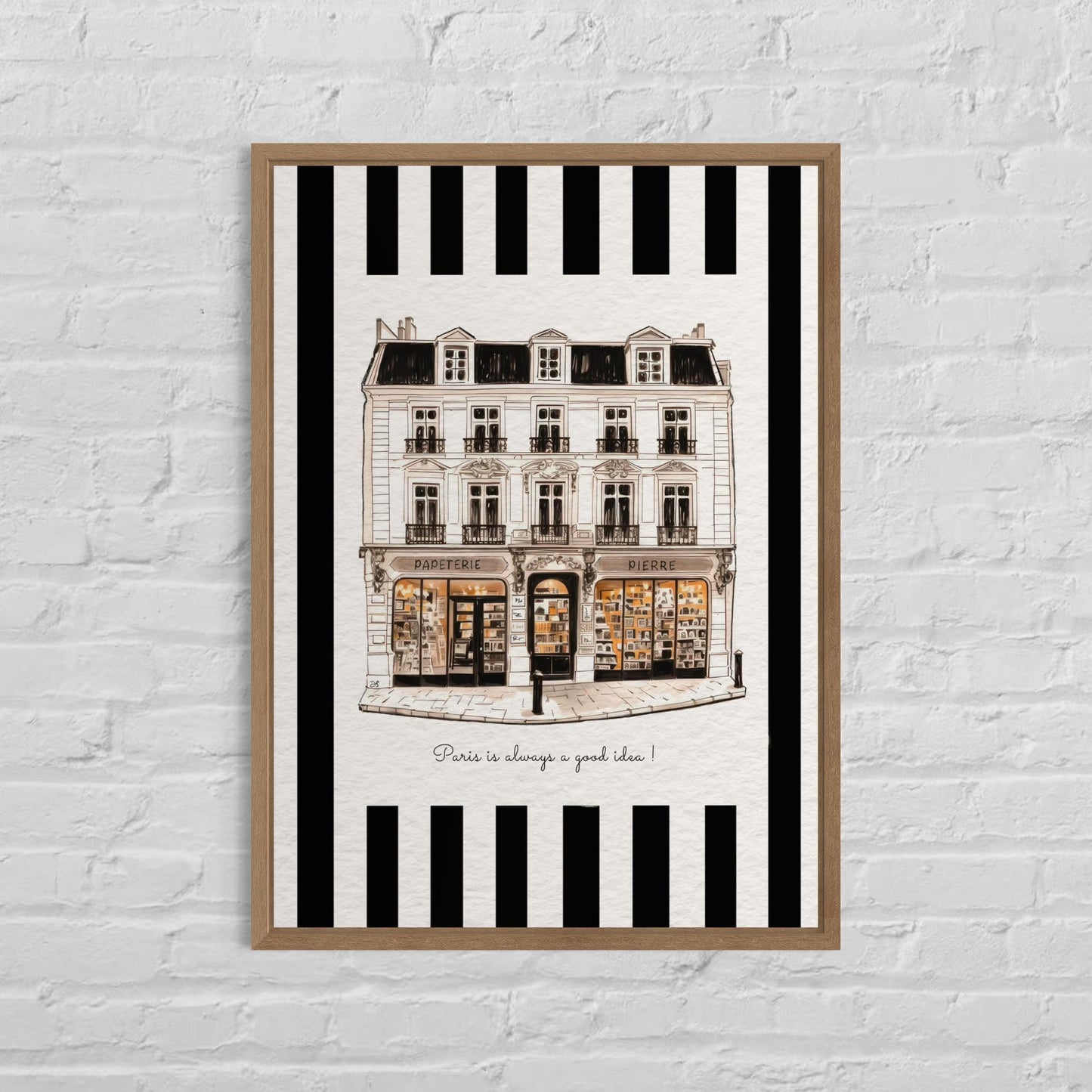 Paris Storefront Illustration French Line Drawing Paris Watercolor Artwork
