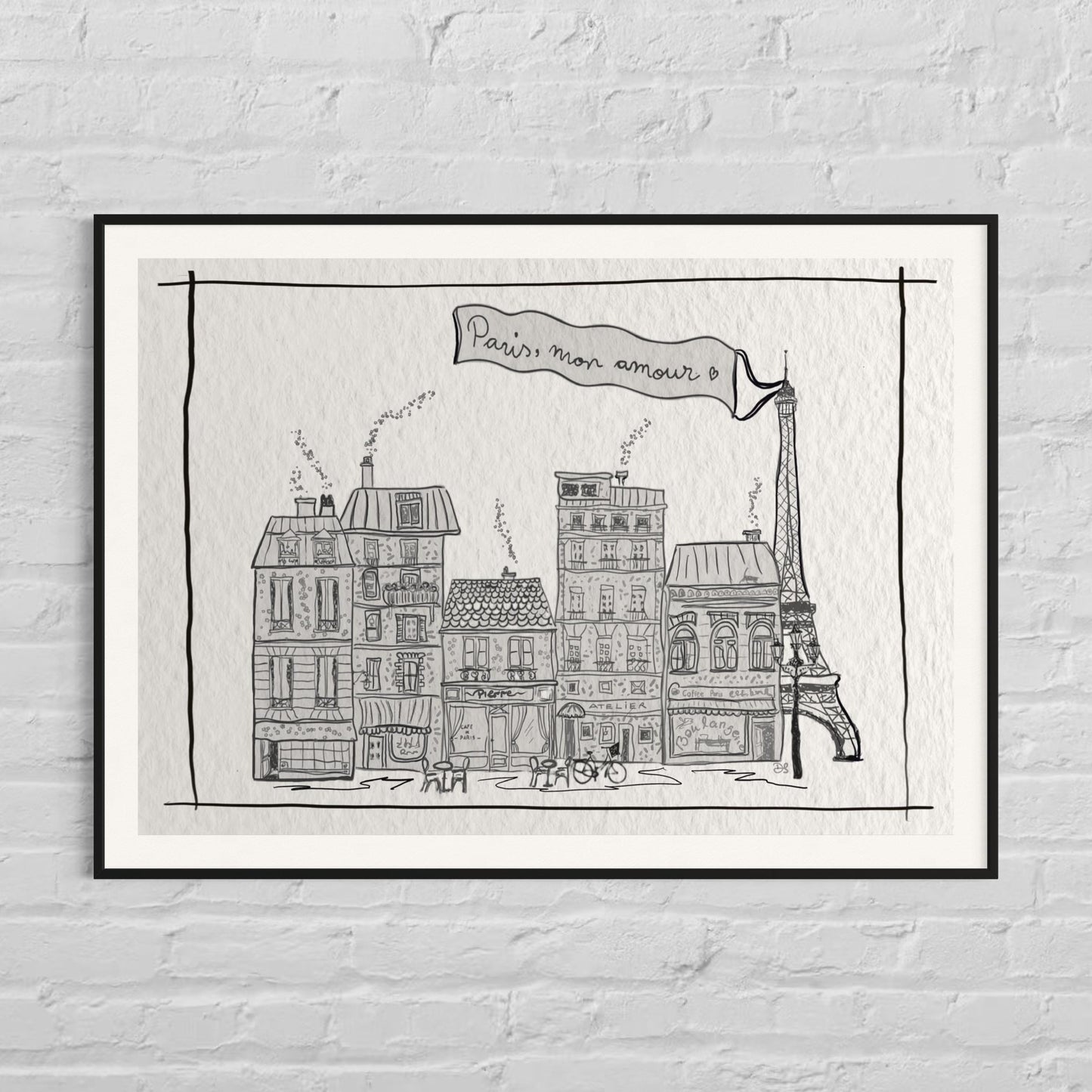 Paris Line Drawing City of Light Black And White Artwork