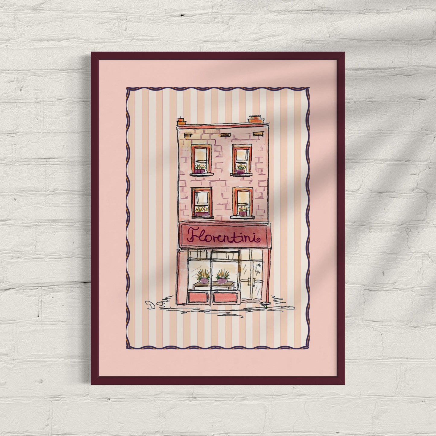 Paris Shop Storefront Illustration French Coffee Shop Print