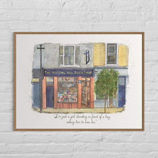Notting Hill Bookshop Watercolor Illustration "Notting Hill" Movie