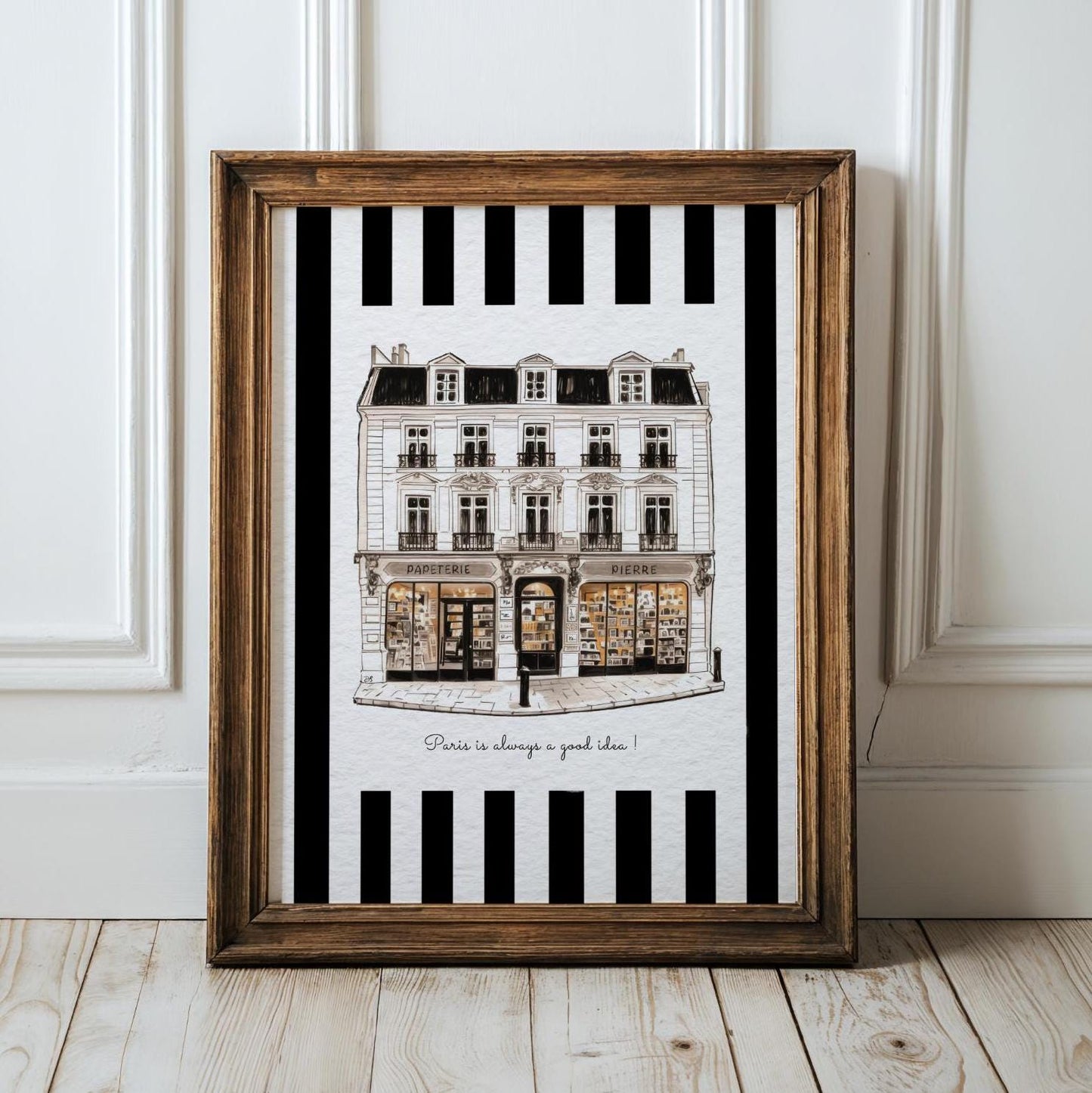 Paris Storefront Illustration French Line Drawing Paris Watercolor Artwork