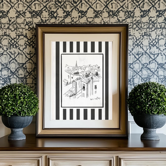 Paris Illustration Wall Decor Paris Roof Minimalist Travel Art Paris Buildings Paris Shop Art College Dorm Poster Cottagecore Grandmillenial