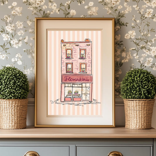 Paris Shop Storefront Illustration French Coffee Shop Print