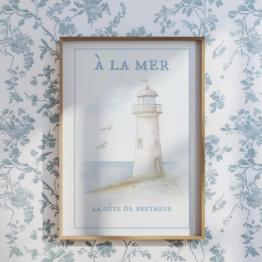 Lighthouse Print Nautical Kitchen Wall Art Nancy Meyers Style Decor