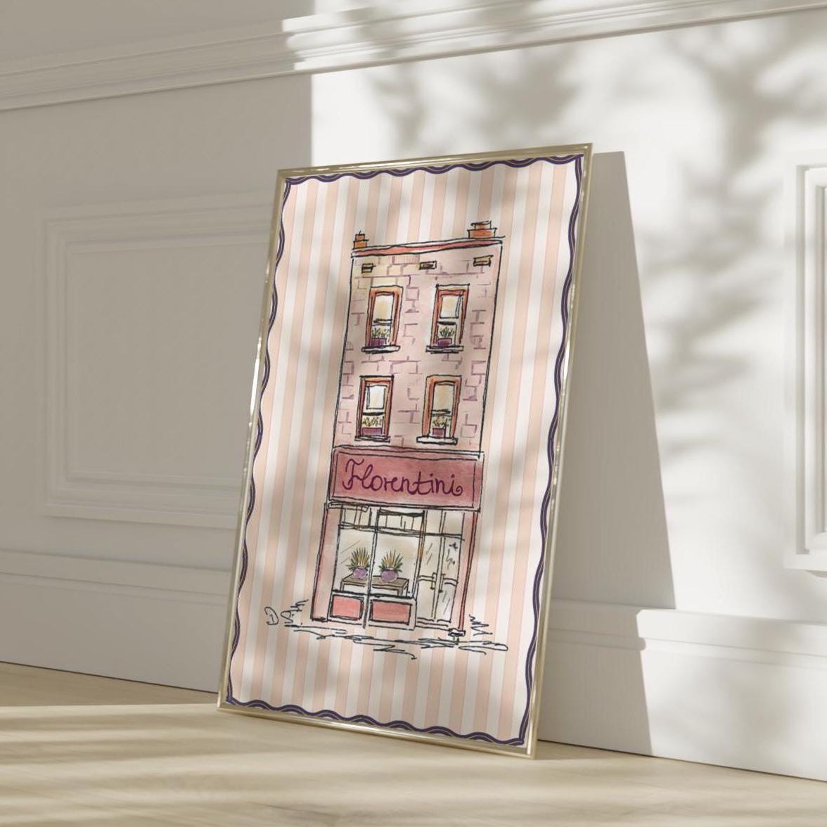 Paris Shop Storefront Illustration French Coffee Shop Print