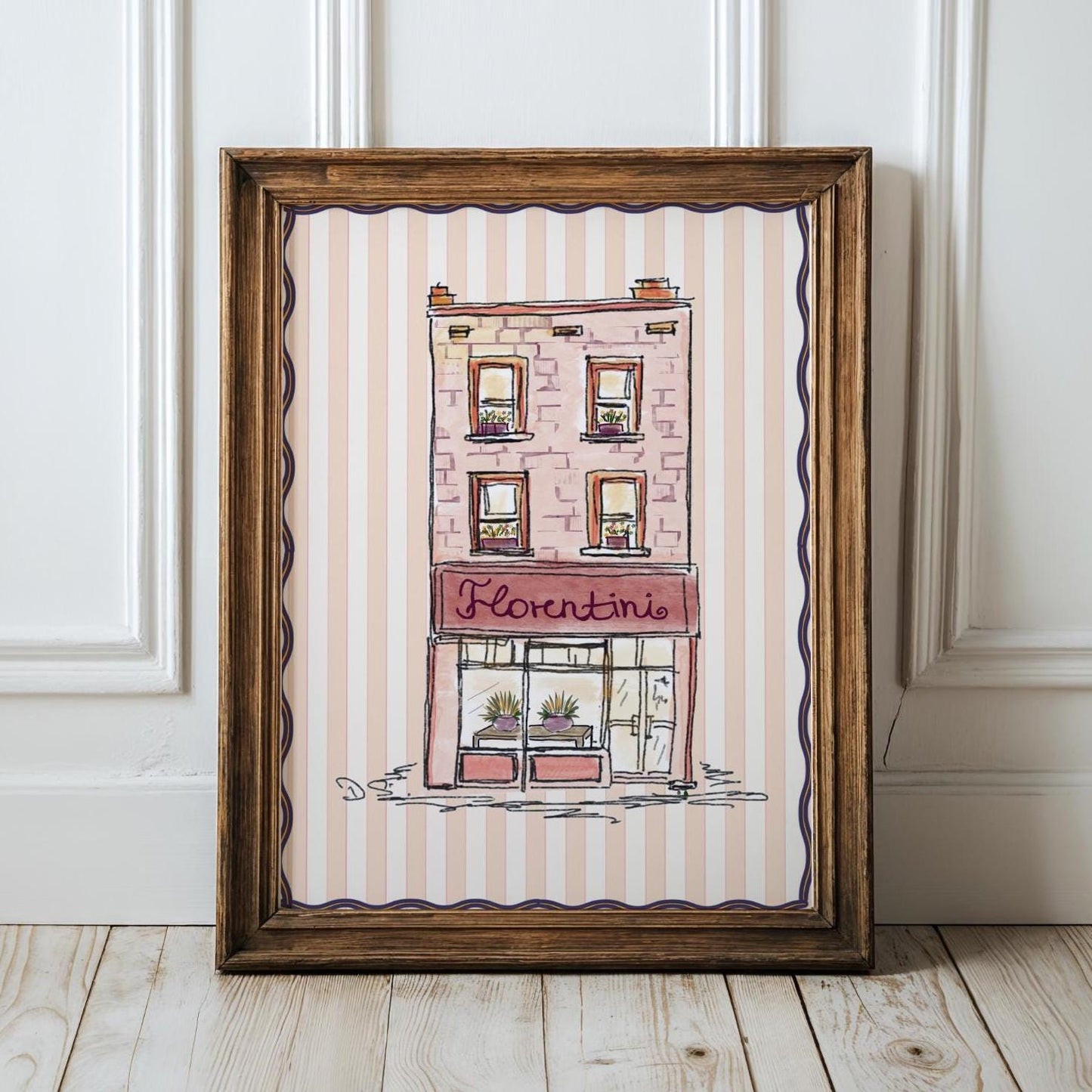 Paris Shop Storefront Illustration French Coffee Shop Print