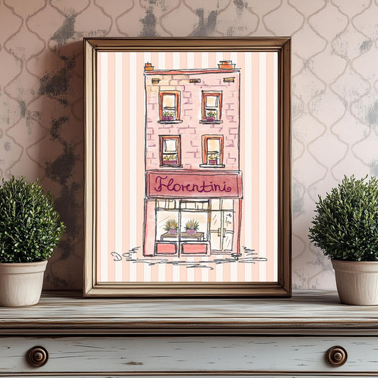 Paris Shop Storefront Illustration French Coffee Shop Print