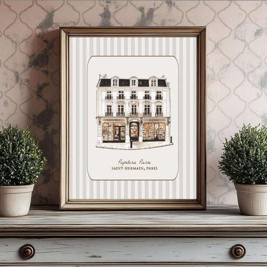 Paris Art Papeterie Line Drawing Paris Art Minimalist French Wall Art Ink Art Paris Street Illustration Travel Poster Dorm Room Wall Art