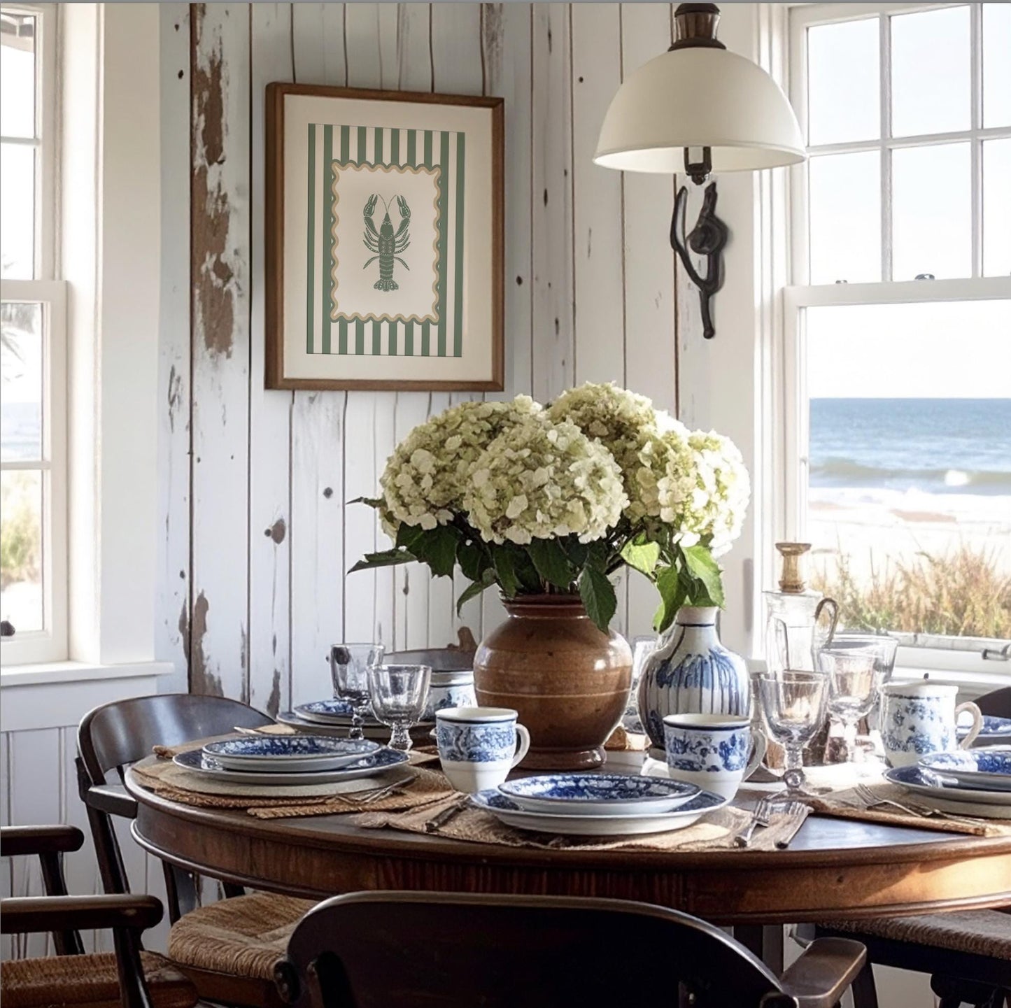 Set of 3 Lobster Artwork Aesthetic Gallery Print Kitchen Art Coastal Wall Art Beach House Print Kids Room Coastal Decor Nancy Meyers Art