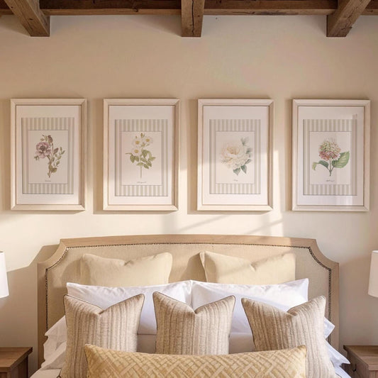 Marguerite Wall Art Botanical Illustration Vintage Flowers Striped Artwork