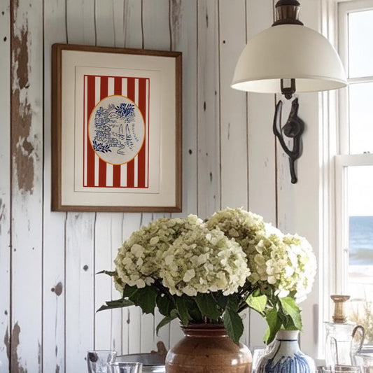 Hamptons Art Print Coastal Wall Art Sailboat Illustration Beach House Decor Nautical Art