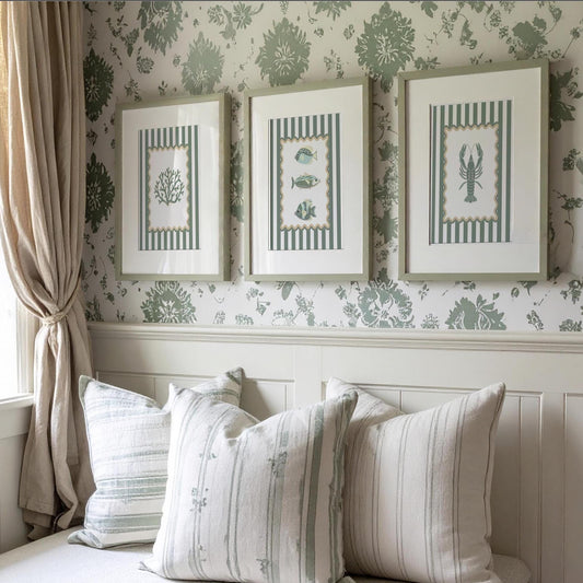 Set of 3 Lobster Artwork Aesthetic Gallery Print Kitchen Art Coastal Wall Art Beach House Print Kids Room Coastal Decor Nancy Meyers Art