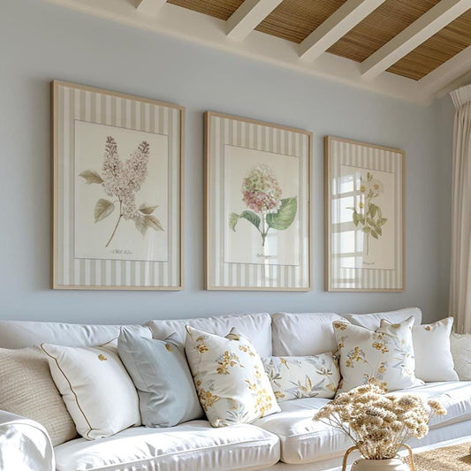 Floral Gallery Wall Set of 3 Botanical Hydrangea Artwork Lilac Prints