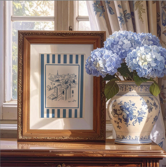 Paris Illustration Wall Decor Paris Roof Minimalist Travel Art Paris Buildings Paris Shop Art College Dorm Poster Cottagecore Grandmillenial