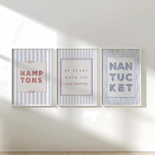 Coastal Wall Art Set of 3 Prints Whimsical Beach House Artwork