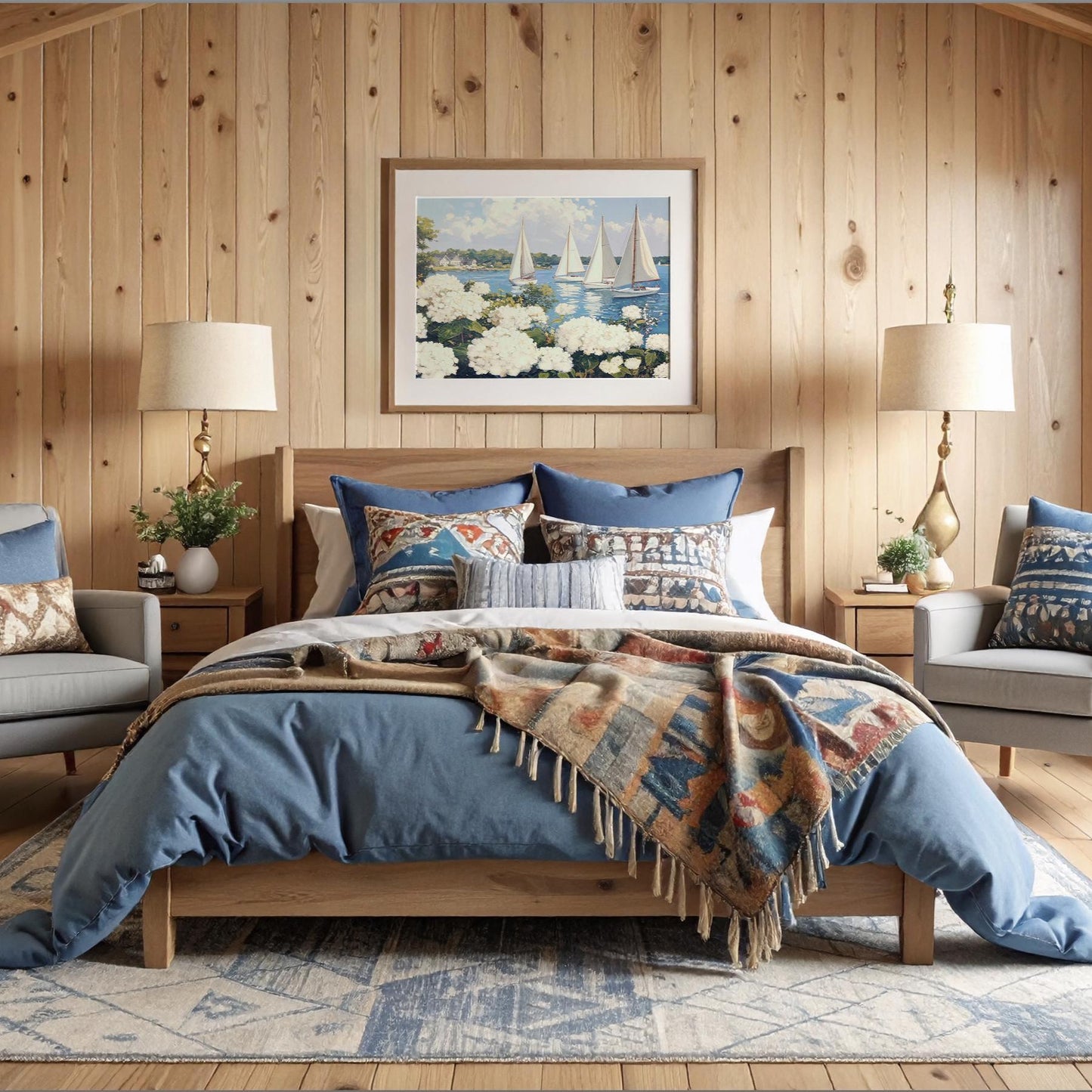Nantucket Harbor Sailboat Art White Hydrangea Coastal Wall Art Nantucket Harbor Artwork