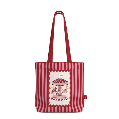 Everyday Tote Bag, Vintage Carousel Cotton Shopper