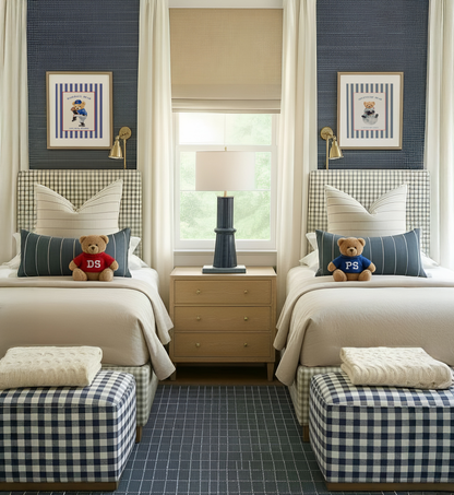 Adventure Bear Print Astronaut Striped Wall Art