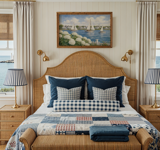 Cape Cod Harbor Illustration Hydrangea Sailboat Watercolor Print