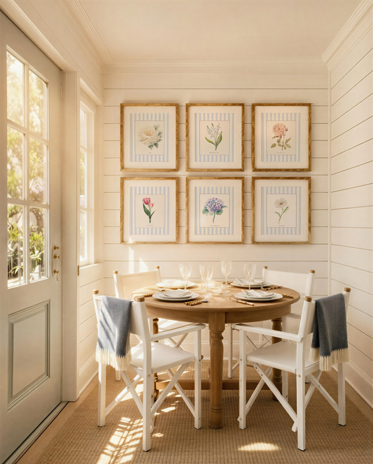 Floral Gallery Wall Collection of 6 Cotswolds Wildflower Botanical Watercolor Print Set Cottage Garden