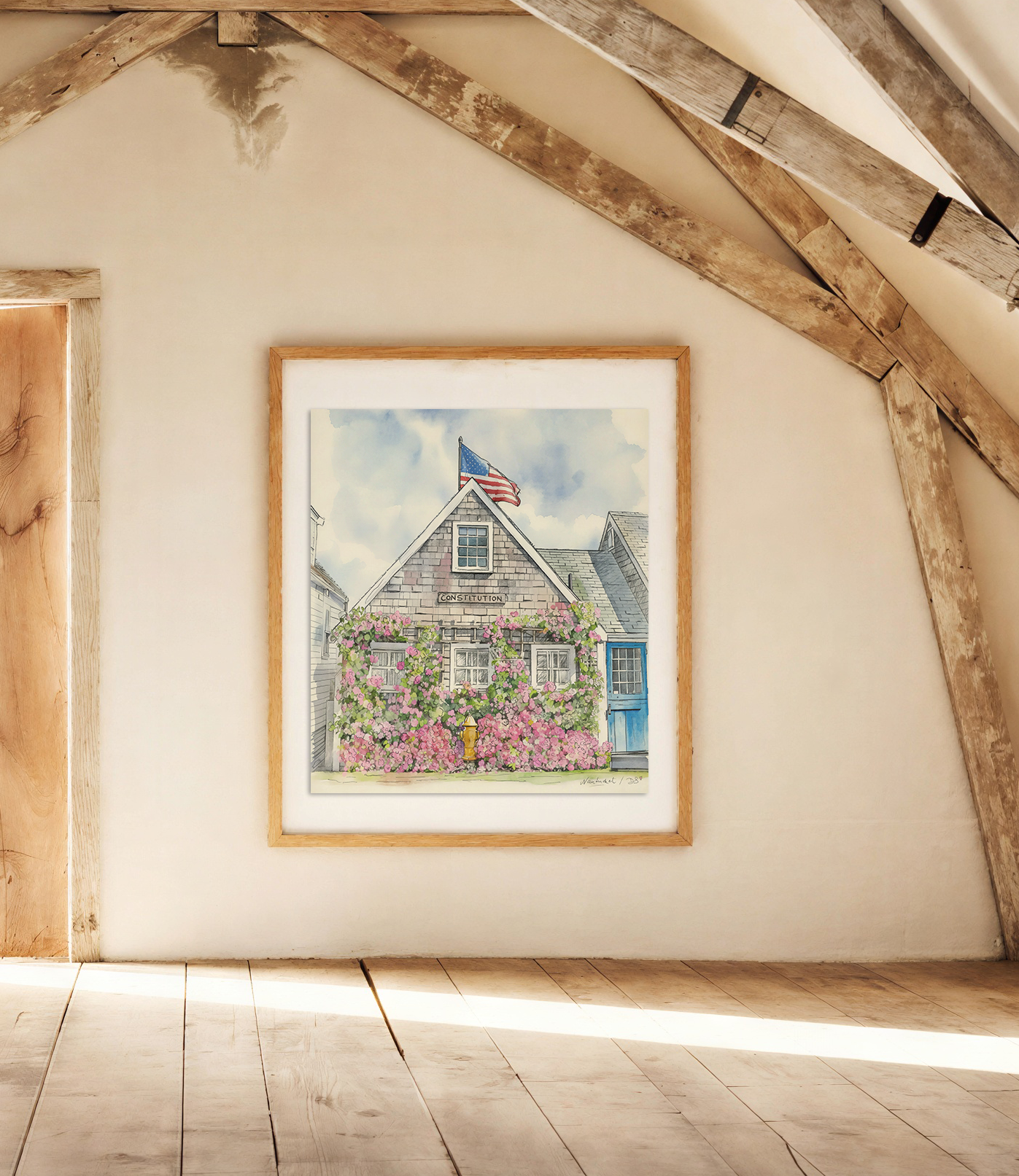 Constitution House Nantucket Print | Ink & Watercolor Coastal Art