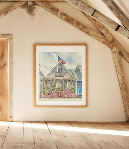 Constitution House Nantucket Print | Ink & Watercolor Coastal Art