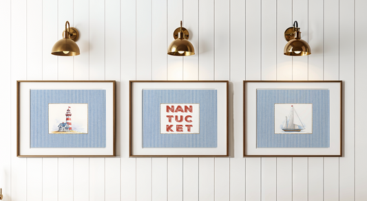 Coastal Print Set of 3 Sailboat Illustration Lighthouse Artwork Nantucket Hamptons Summer Wall Art