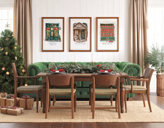 Set of 3 Holiday Illustrations, Christmas Artwork, Cozy Holiday Prints
