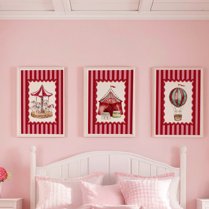 The Sky is The Limit, Hot Air Balloon Artwork, Kids Room Wall Art, Circus Art