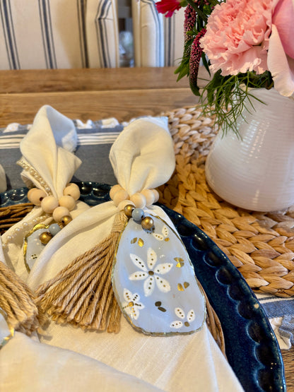 Shell Napkin Ring Set Coastal Table Decor