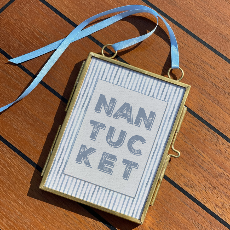 Nantucket Travel Poster Destination Art Wall Decor Mini Brass Hanging Frame