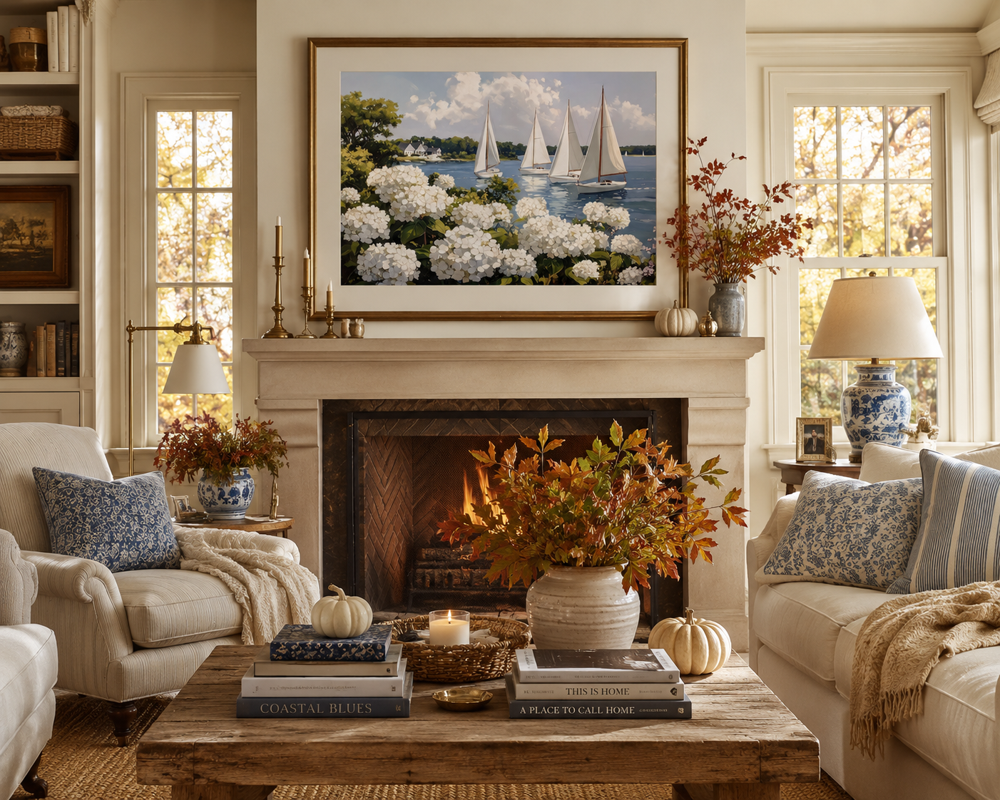 Nantucket Harbor Sailboat Art White Hydrangea Coastal Wall Art Nantucket Harbor Artwork