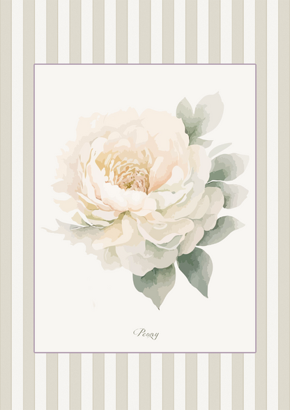 Curated Set of 5 Large Botanical Greeting Cards, Floral Watercolor Birtday Wishes