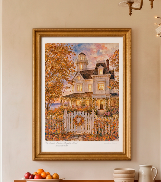 Practical Magic The Owens Home Illustration, Watercolor Artwork, Cozy Home Decor 90's Movie Home Print